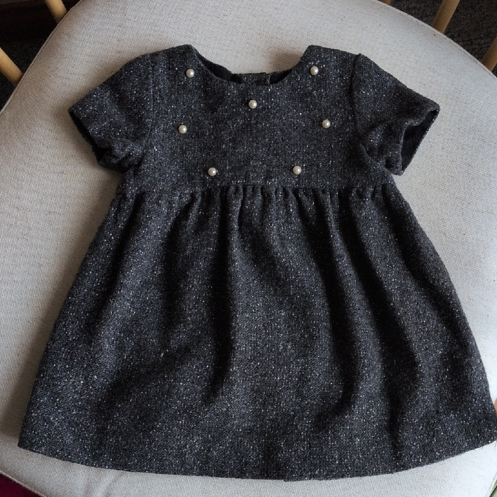 Chic Gray Dress with Pearl Accents